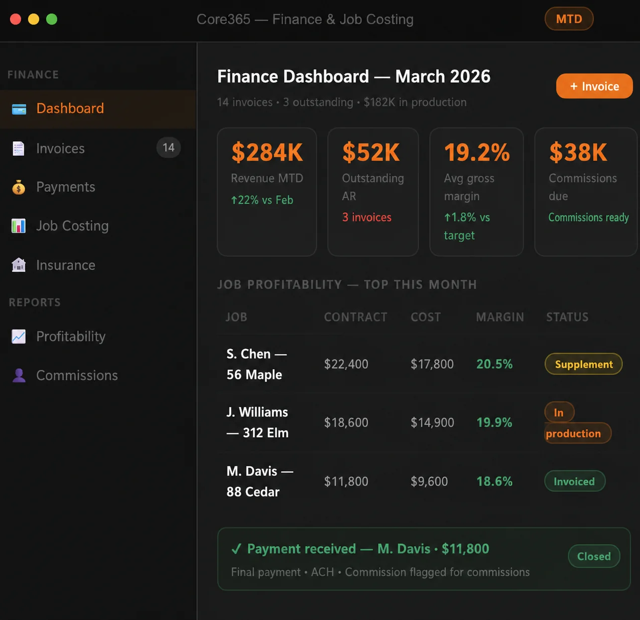 Invoice, Collect, and Track Every Dollar Without Leaving Core365
